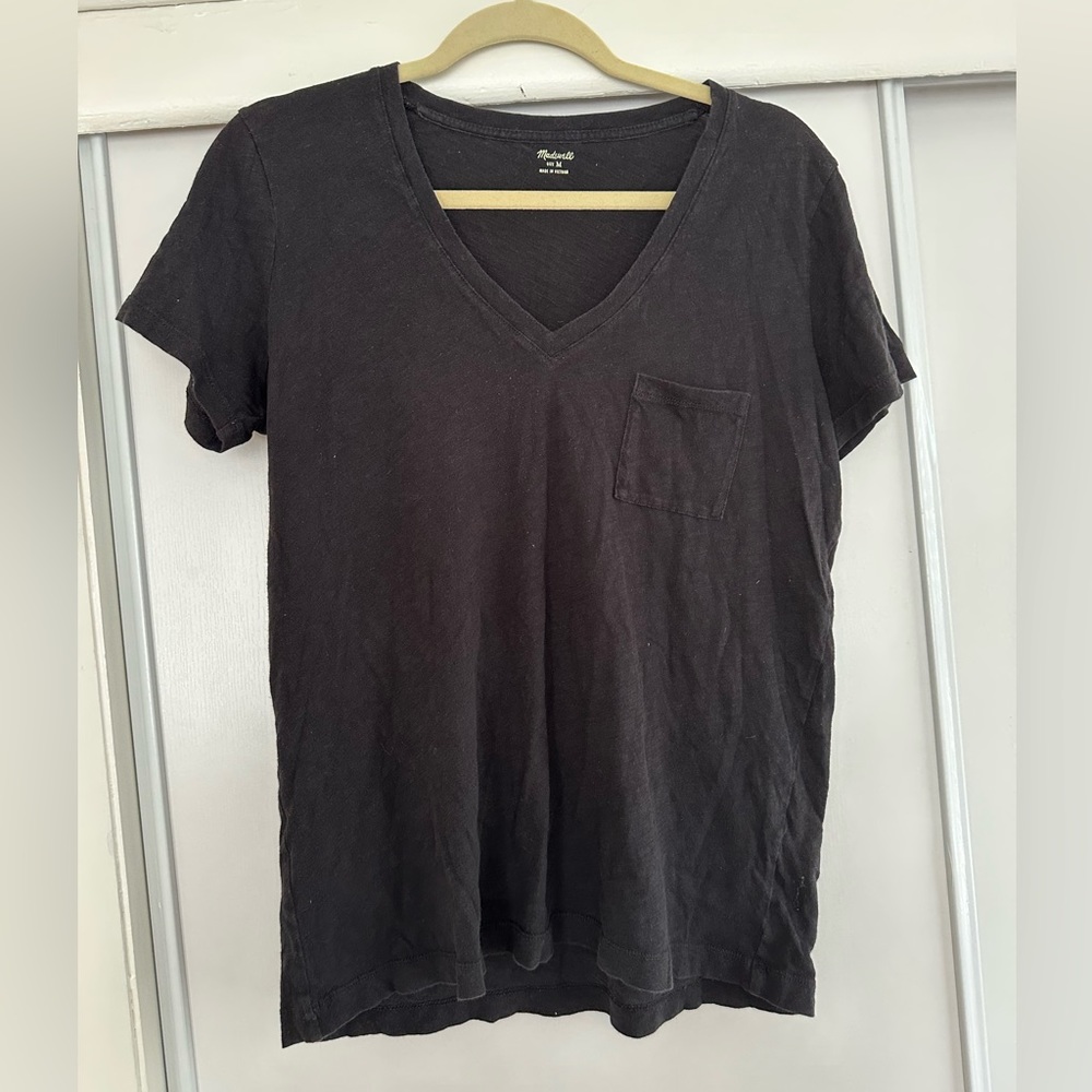 Madewell Black Whisper V-Neck Tee size M